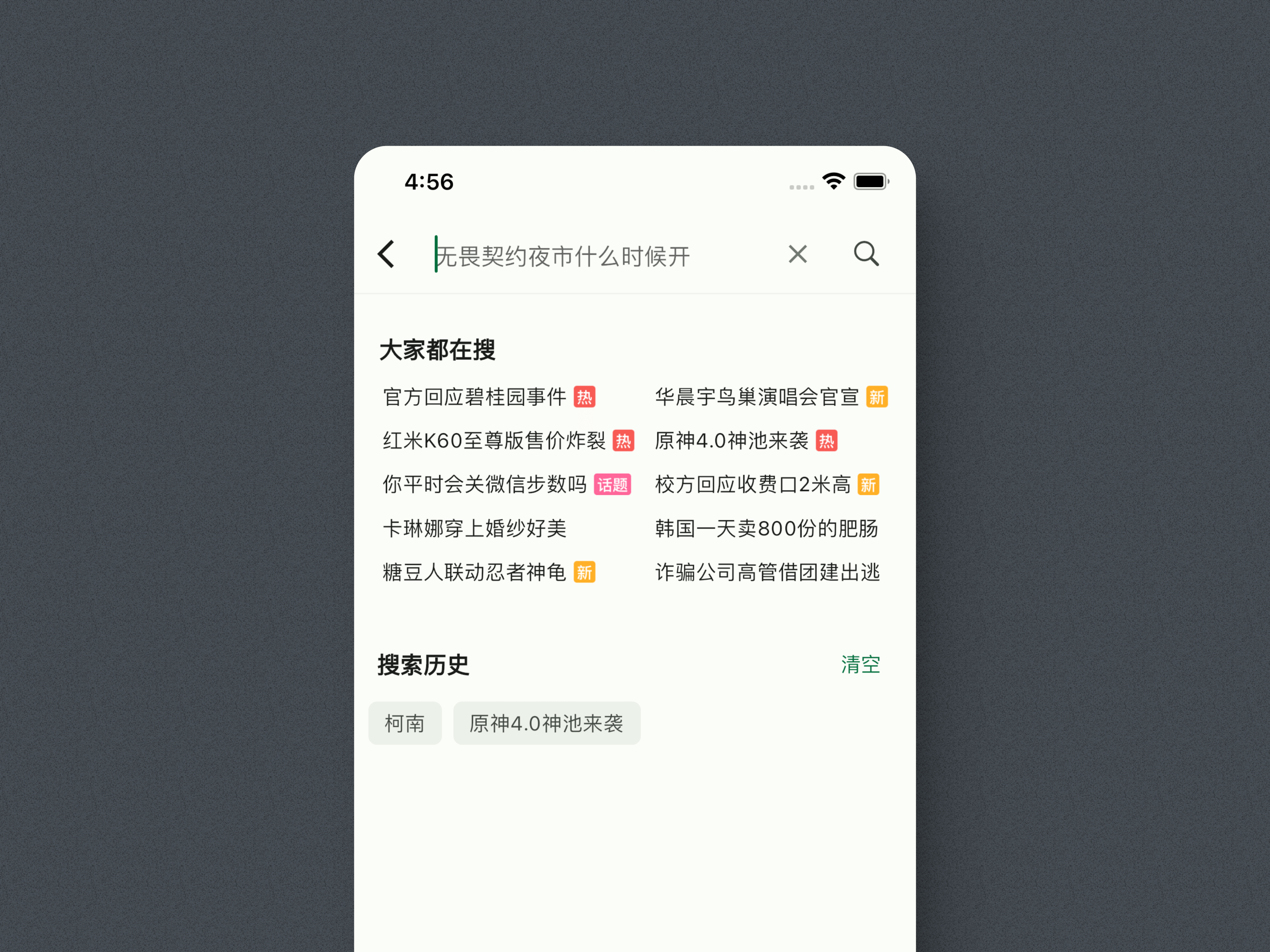 搜索页界面:大家都在搜与搜索历史